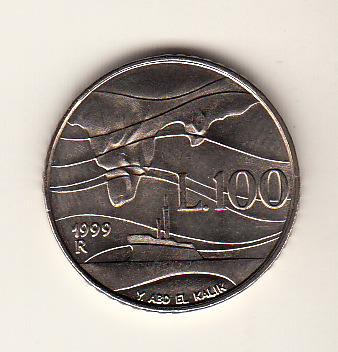 1999 100 Lire Acmonital Il Mare Oggi Fior di Conio San Marino