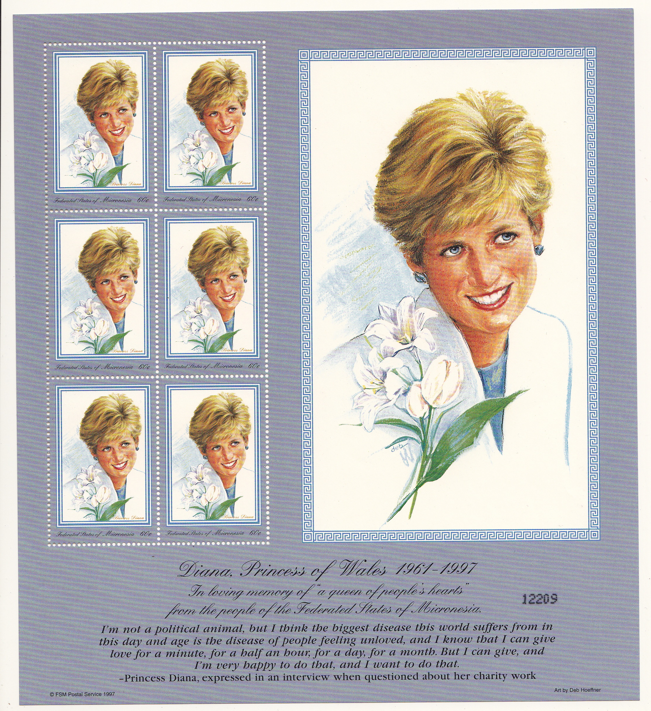 MARSHALL Foglietto  nuovo 1997 Diana Spencer