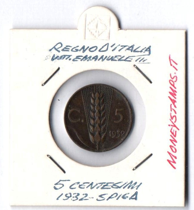 1932 5 Centesimi Spiga Vittorio Emanuele III