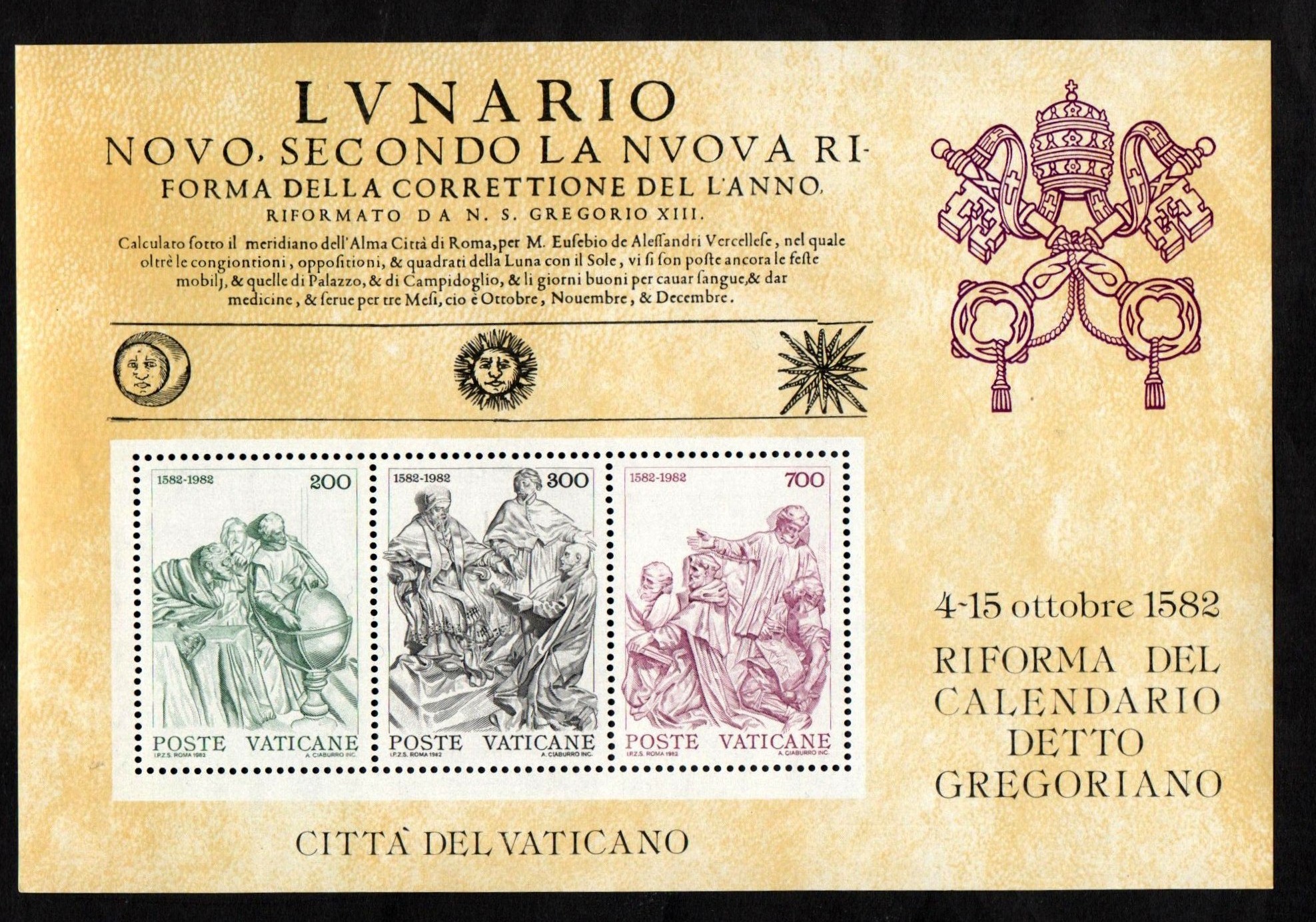 1982 4° Centenario Calendario Gregoriano Non Linguellato Giovanni Paolo II