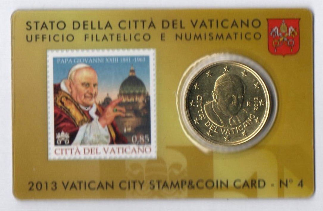 2013 Francobollo e Coincard Numero 4 50 Centesimi Ufficiale Zecca Papa Giovanni XXIII