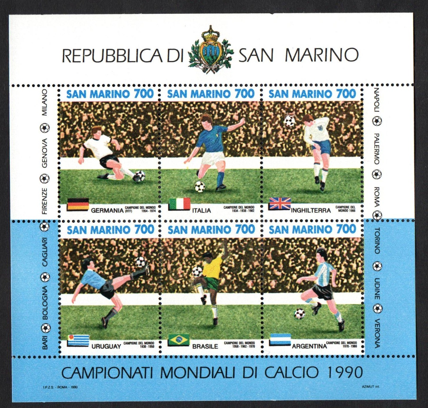 1990 Mondiali Calcio Italia Foglietto San Marino