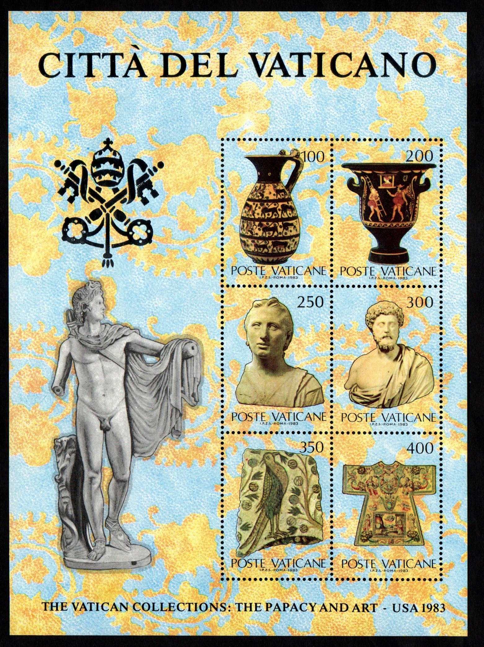 1983 Foglietto Collezione D'Arte Negli USA Non Linguellato Giovanni Paolo II