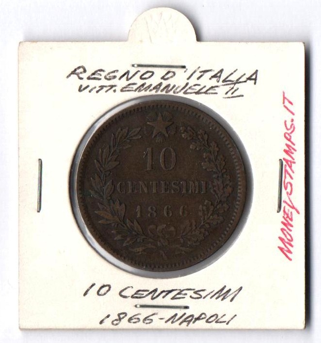 1866 10 Centesimi Zecca Napoli Vittorio Emanuele II