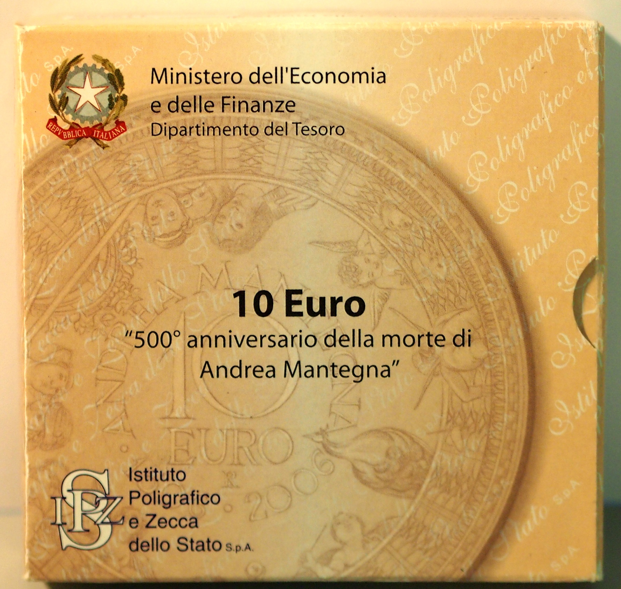 2006 10 Euro Mantegna  500° Anniversario Morte Fondo Specchio Italia