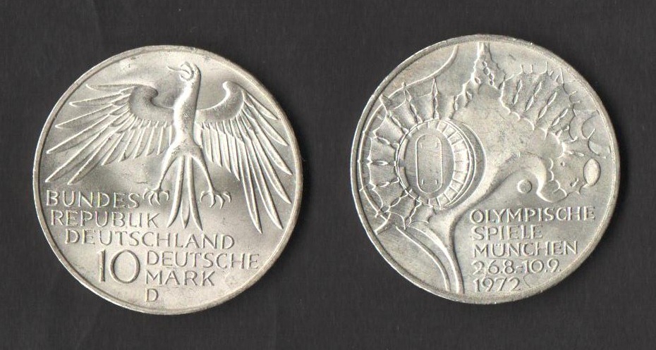 GERMANIA 10 Marchi Argento Olimpiadi Monaco 1972