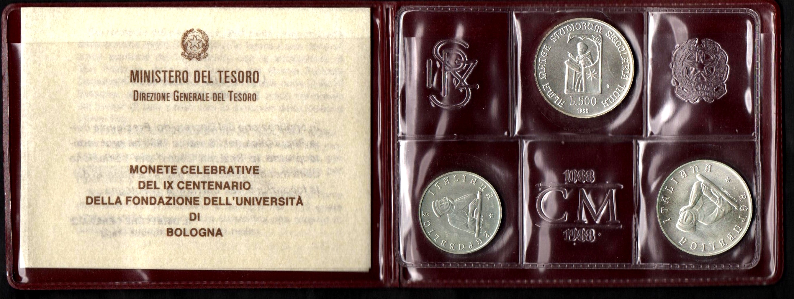 1988 Trittico IX Centenario Fondazione Università di Bologna Fdc Italia