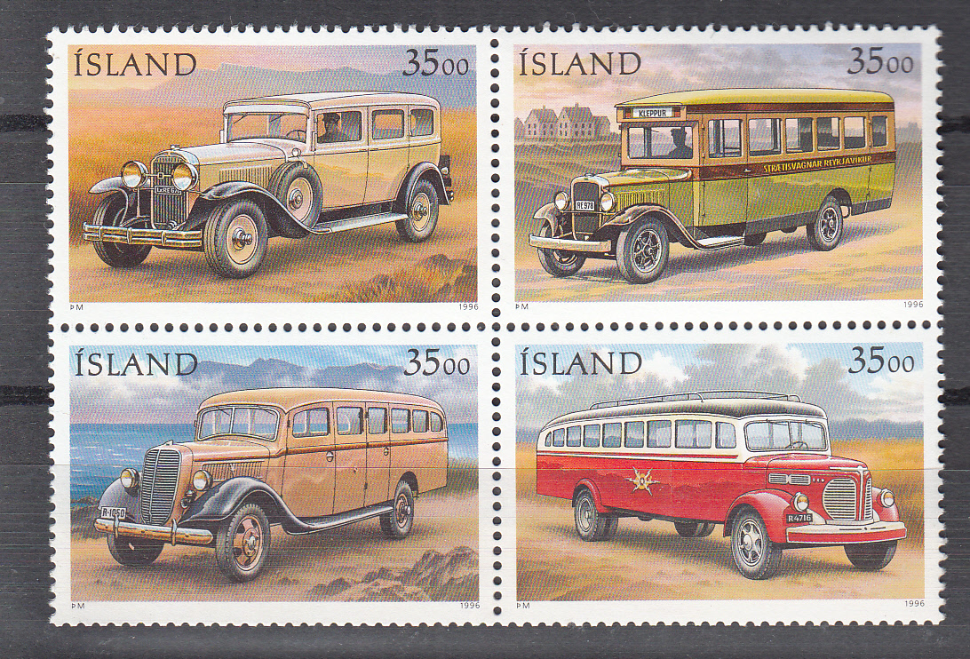 ISLANDA  1996 francobolli serie completa nuova Auto D'Epoca 799/802