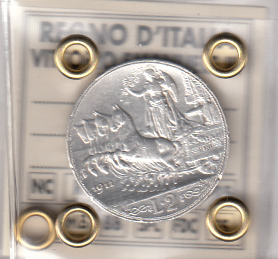 1911 2 Lire Quadriga Veloce Poco Circolata Sigillata Rara 2 BB+