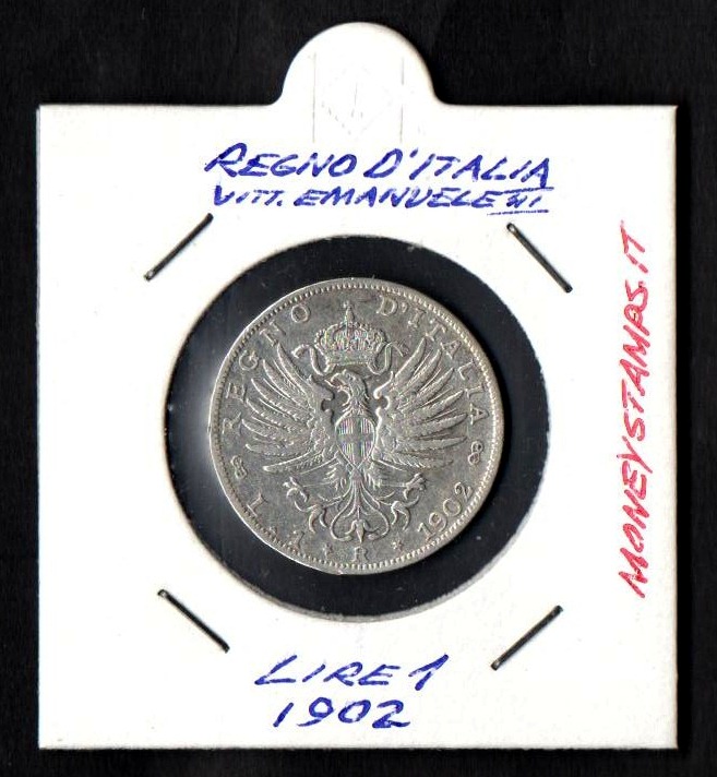 1902 1 Lira Sigillato Aquila Sabauda Vittorio Emanuele III