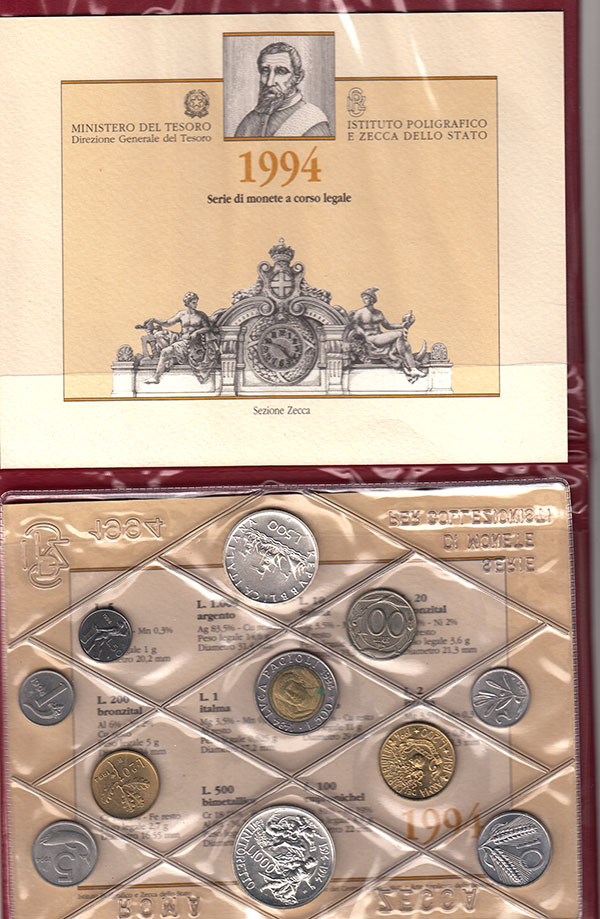 1994 - Confezione Zecca Italia - Con Argento Caravella e Lire 1000 Tintoretto