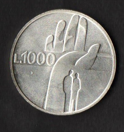 1990 Lire 1000 Argento Il passato al servizio del futuro San Marino