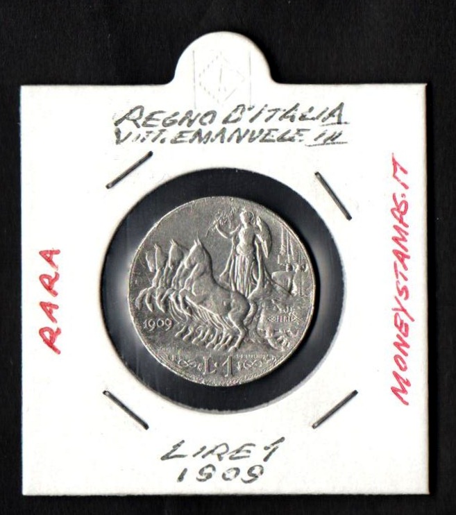 1909 1 Lira Sigillato Quadriga Veloce Buona Conservazione Vittorio Emanuele III