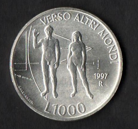 1997  Lire 1000 L'uomo attraverso il terzo Millennio Fior di Conio San Marino