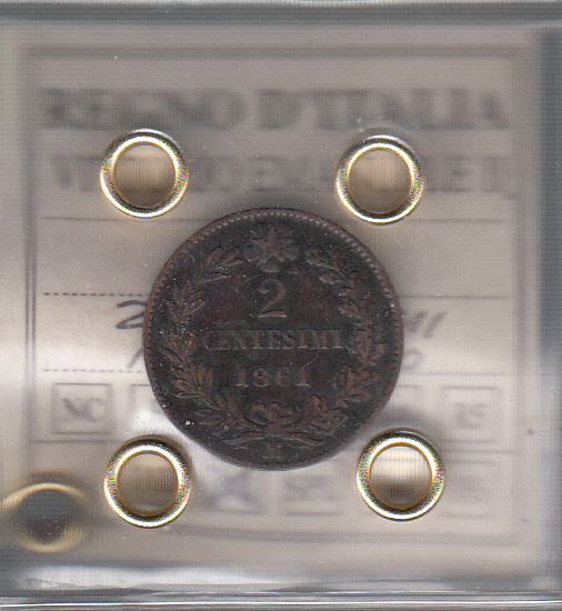 1861 - 2 Centesimi Zecca Milano Vittorio Emanuele II BB SIGILLATA