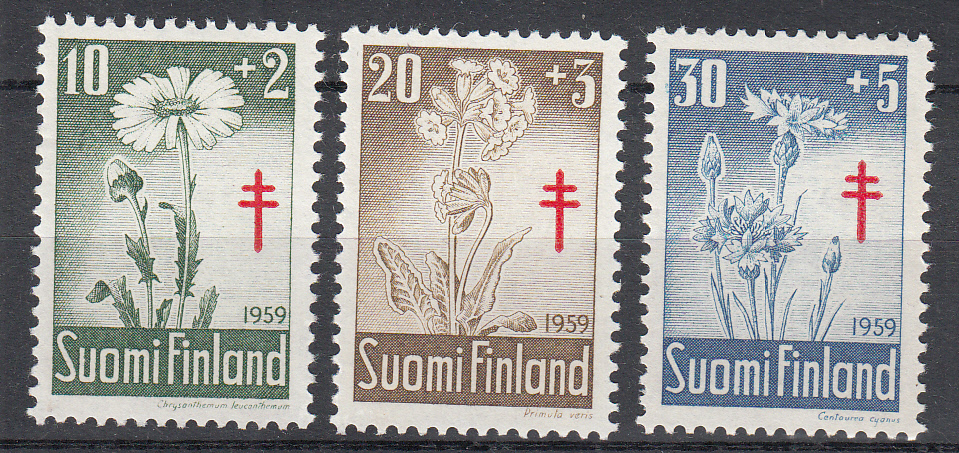 FINLANDIA  serie completa nuova 1959 Catalogo Unificato 486/488 Tubercolosi