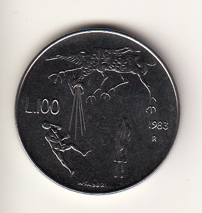 1983 100 Lire Acmonital Mostro Nucleare Fior di Conio San Marino