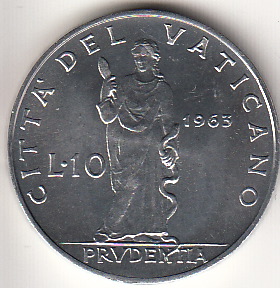 1963 Anno I - Lire 10 Prudentia Fior di Conio Paolo VI