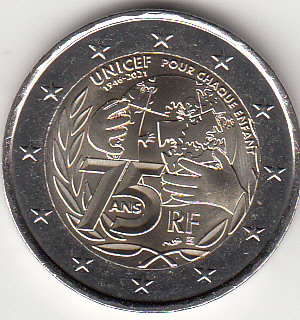 2021 - FRANCIA 2 Euro Comm. UNICEF