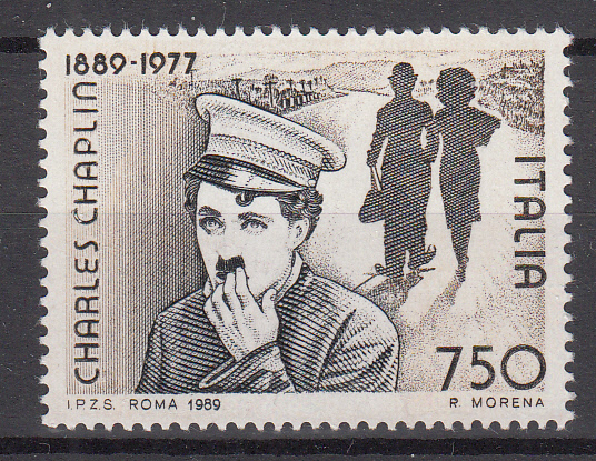 ITALIA  serie da 1 valore soggetto CHAPLIN  1989