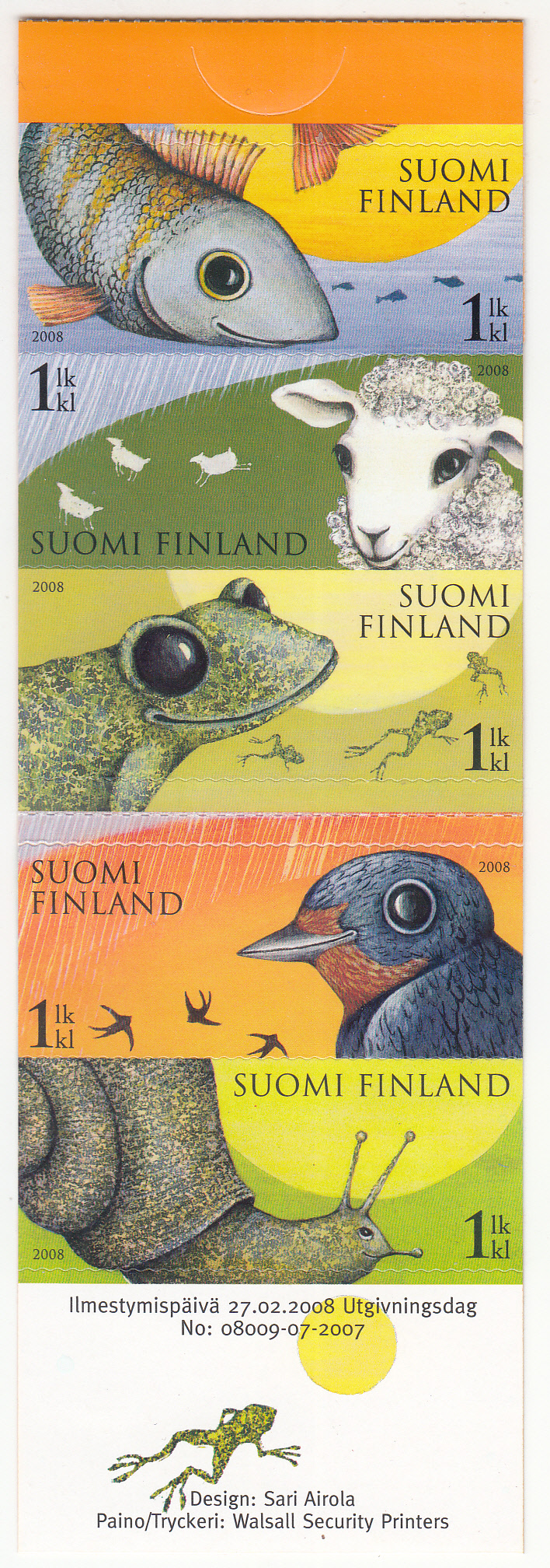 FINLANDIA 2008 foglietto ANIMALI DEL METEO  nuovo Unificato L1864