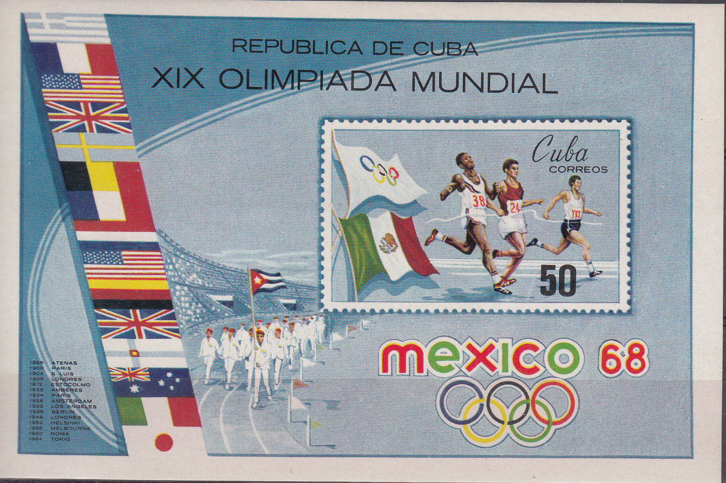 CUBA 1968 Messico Sport Olimpici Foglietto BF 31