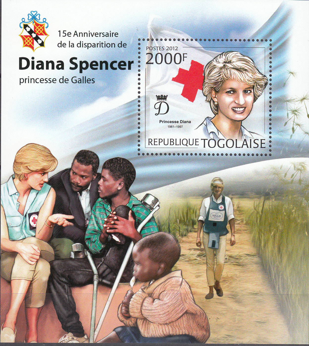 TOGO  Foglietto nuovo 2012 Croce rossa Lady Diana