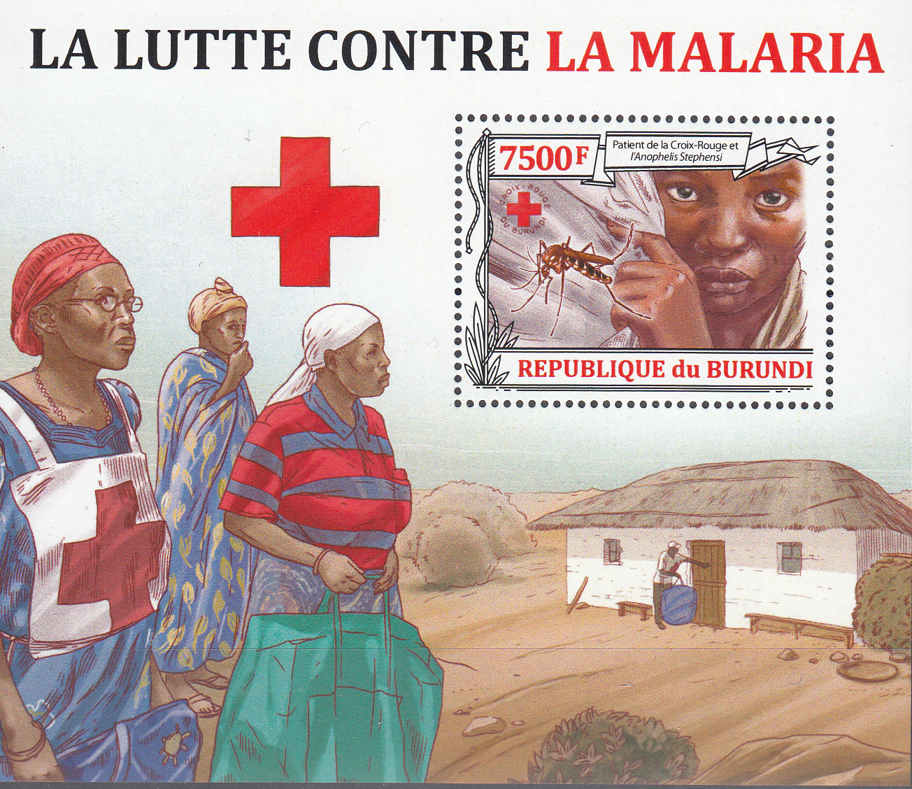 BURUNDI  Foglietto nuovo 2013 Croce Rossa e Contro la Malaria dentellato