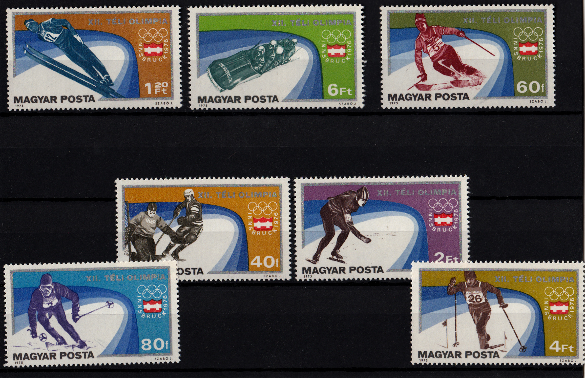 UNGHERIA 1976  francobolli serie completa nuova Olimpiadi Innsbruck Yvert Tellier 2472-8