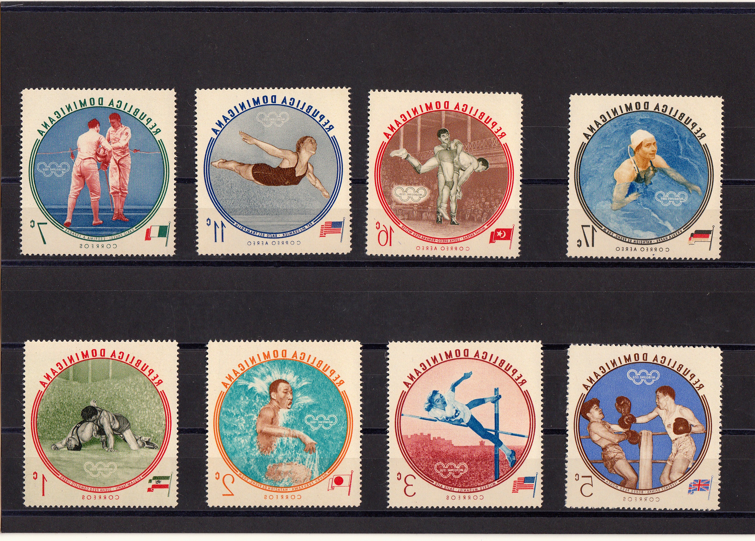 DOMINICANA  francobolli serie completa nuova Yvert Tellier 542/6 Olimpiadi Melbourne 1956