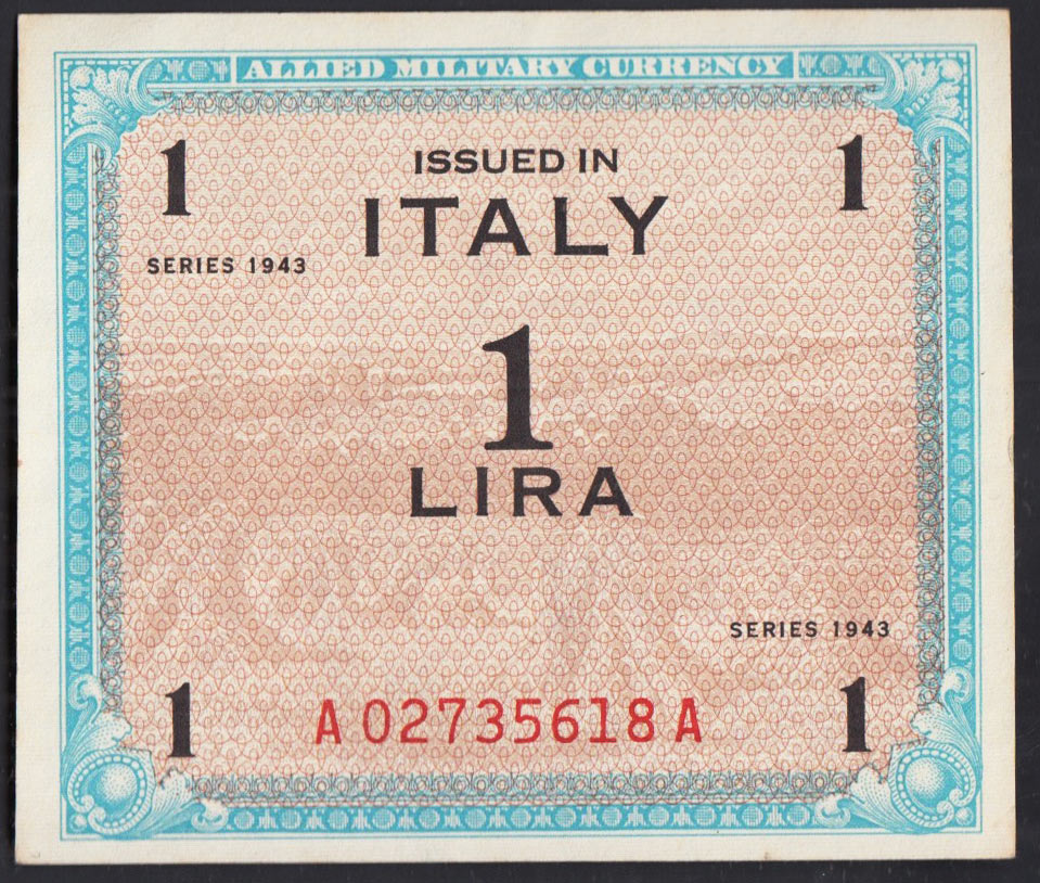 Lire 1 Occupazione Americana AM LIRE Serie 1943 Superba