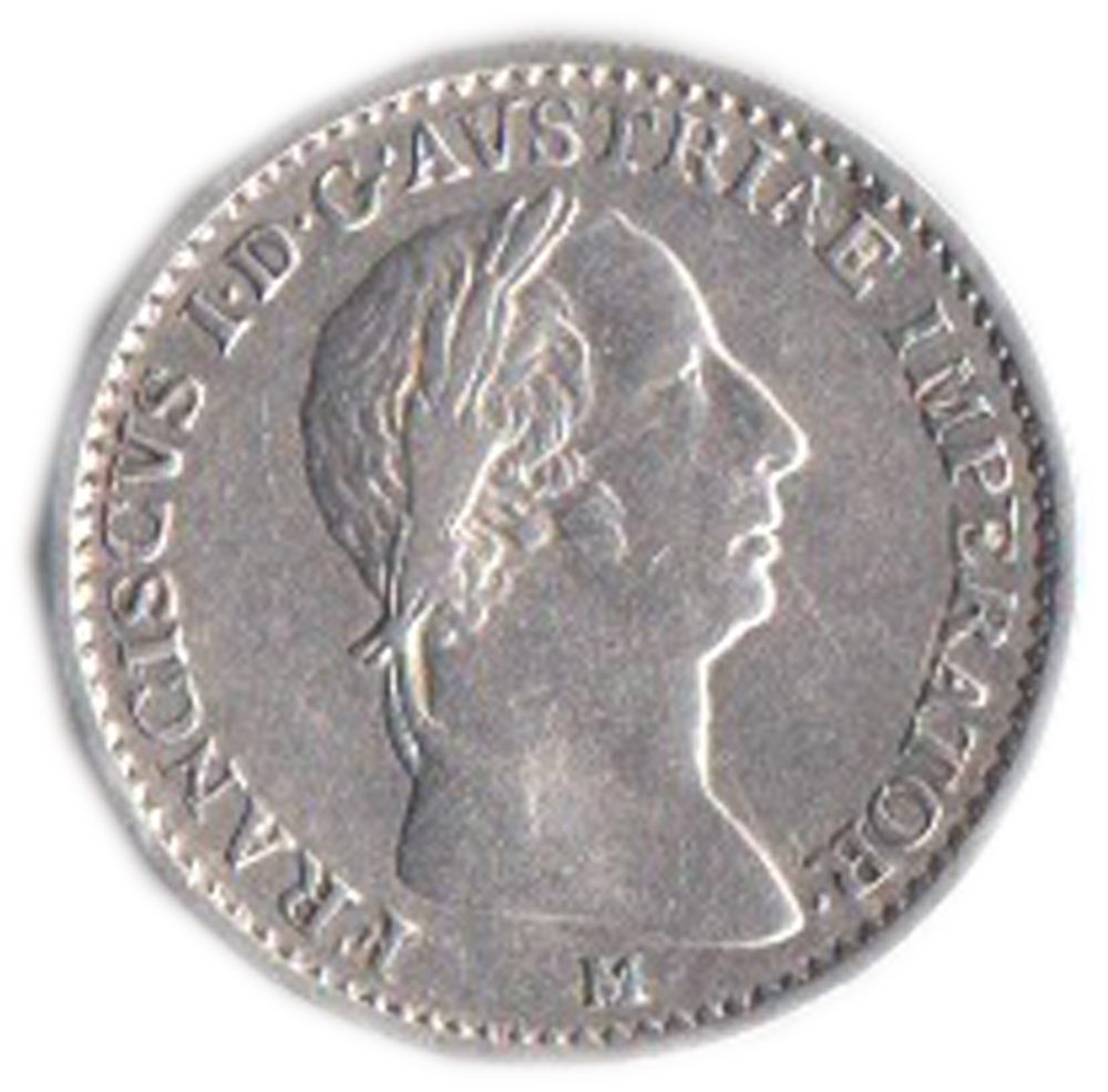 1822 - FRANCESCO 1° 1/4 Lira Austriaca Milano AG BB+