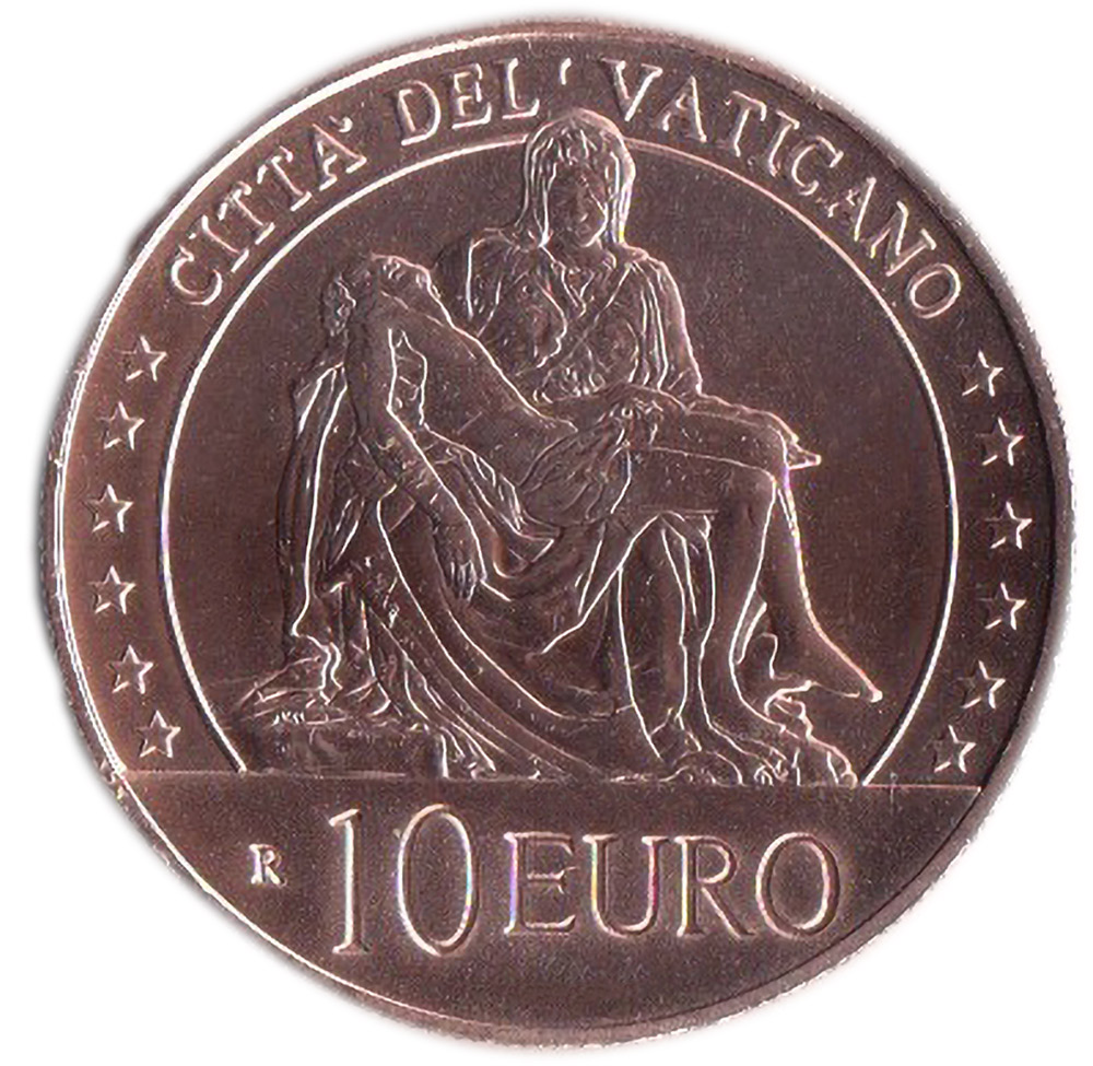 2020 - Vaticano 10 Euro in Rame la Pietà di Michelangelo Fdc