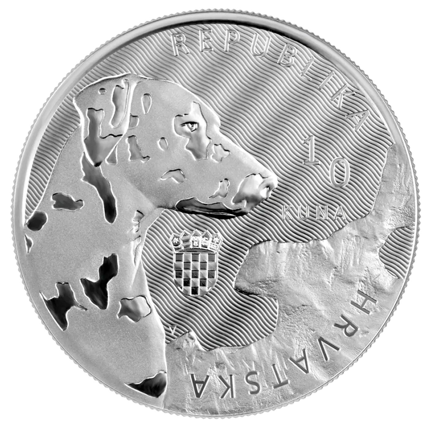 2021 - CROAZIA 10 kune  Moneta dedicata al Dalmata Ag 1 oz.