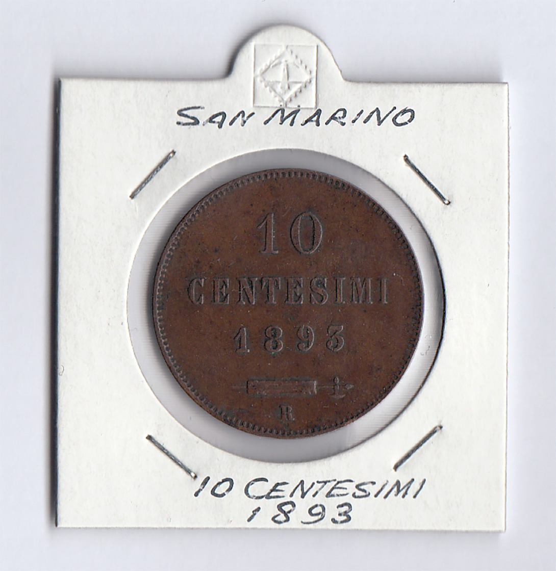 1893 10 Centesimi Rame San Marino Conservazione Quasi Spl