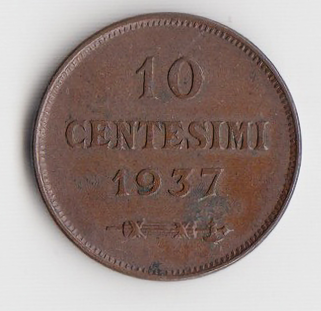 1937 10 Centesimi Rame San Marino BB