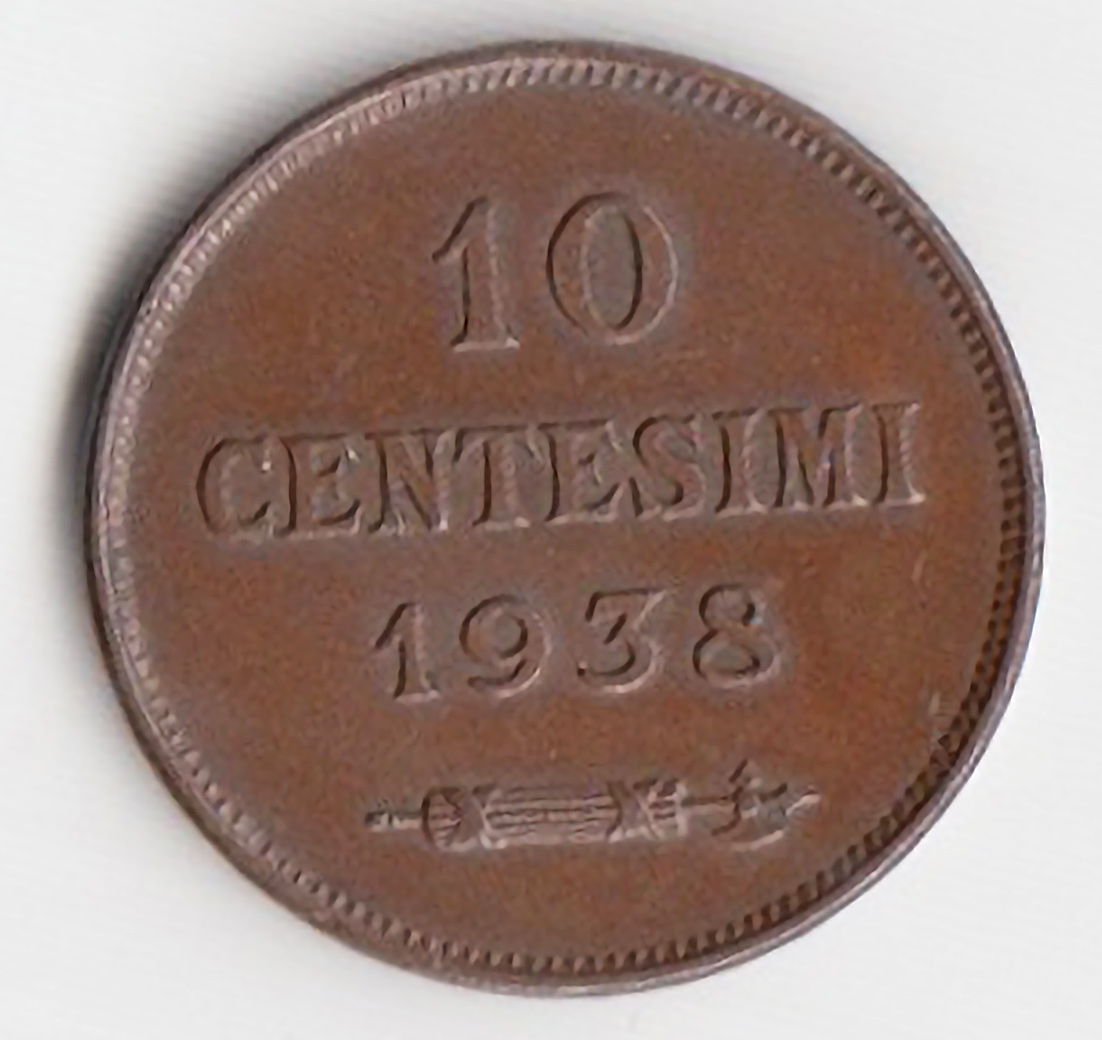 1938 10 Centesimi Rame San Marino BB+