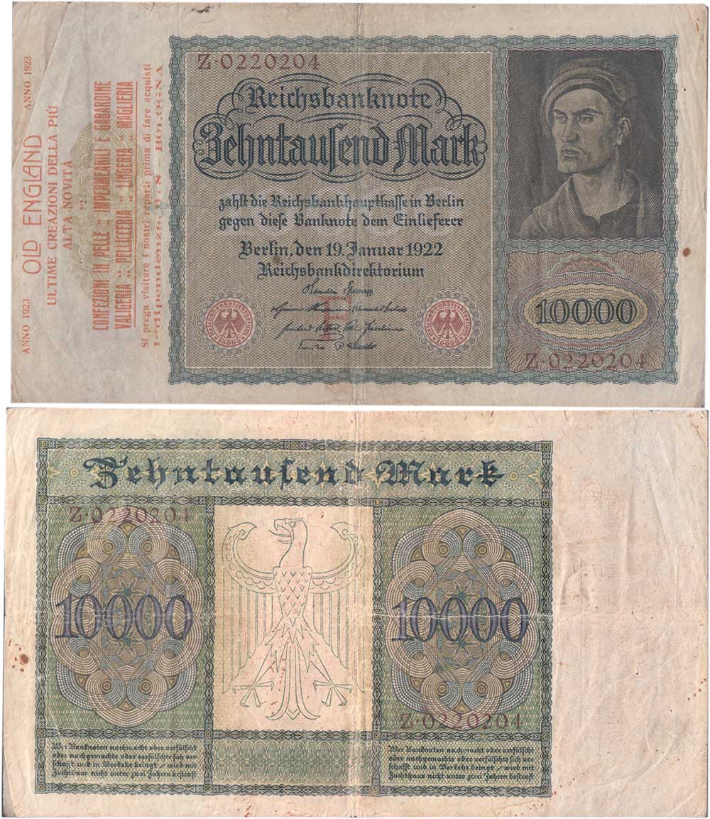 GERMANIA 10.000 Mark 1922 banconota pubblicitaria