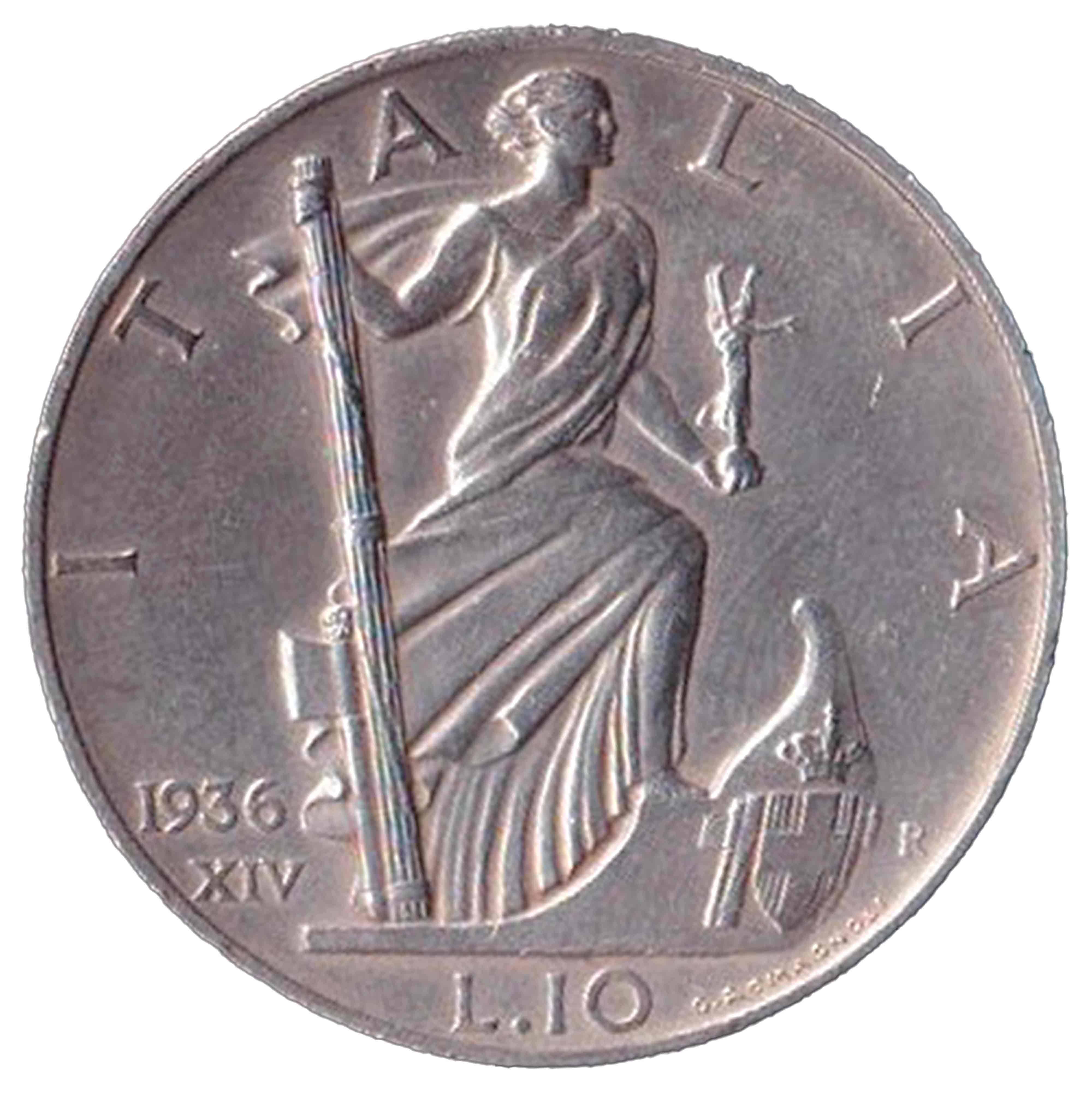 1936 10 Lire Argento Impero Vittorio Emanuele III Sigillata Superba