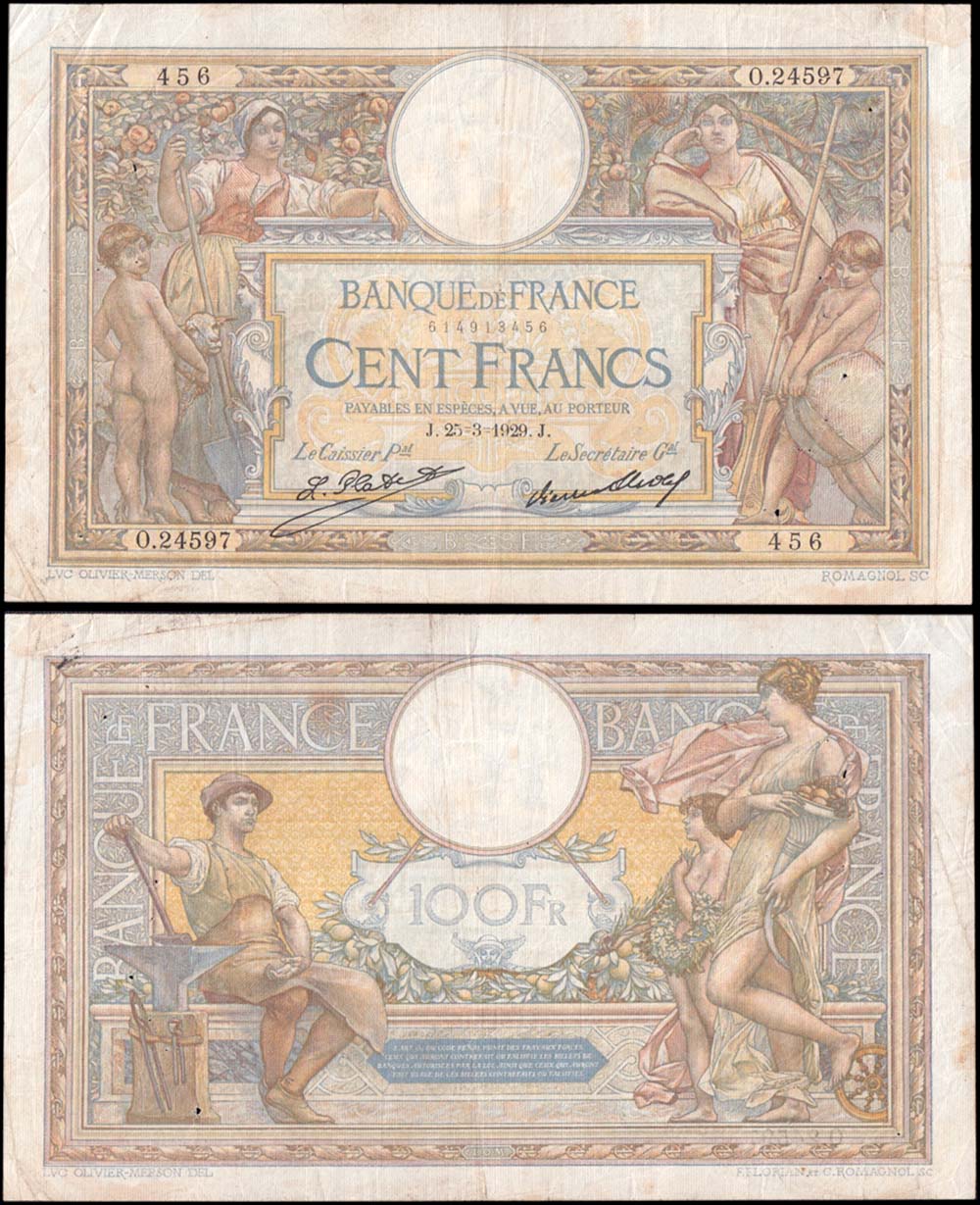 FRANCIA 100 Francs 1929 BB
