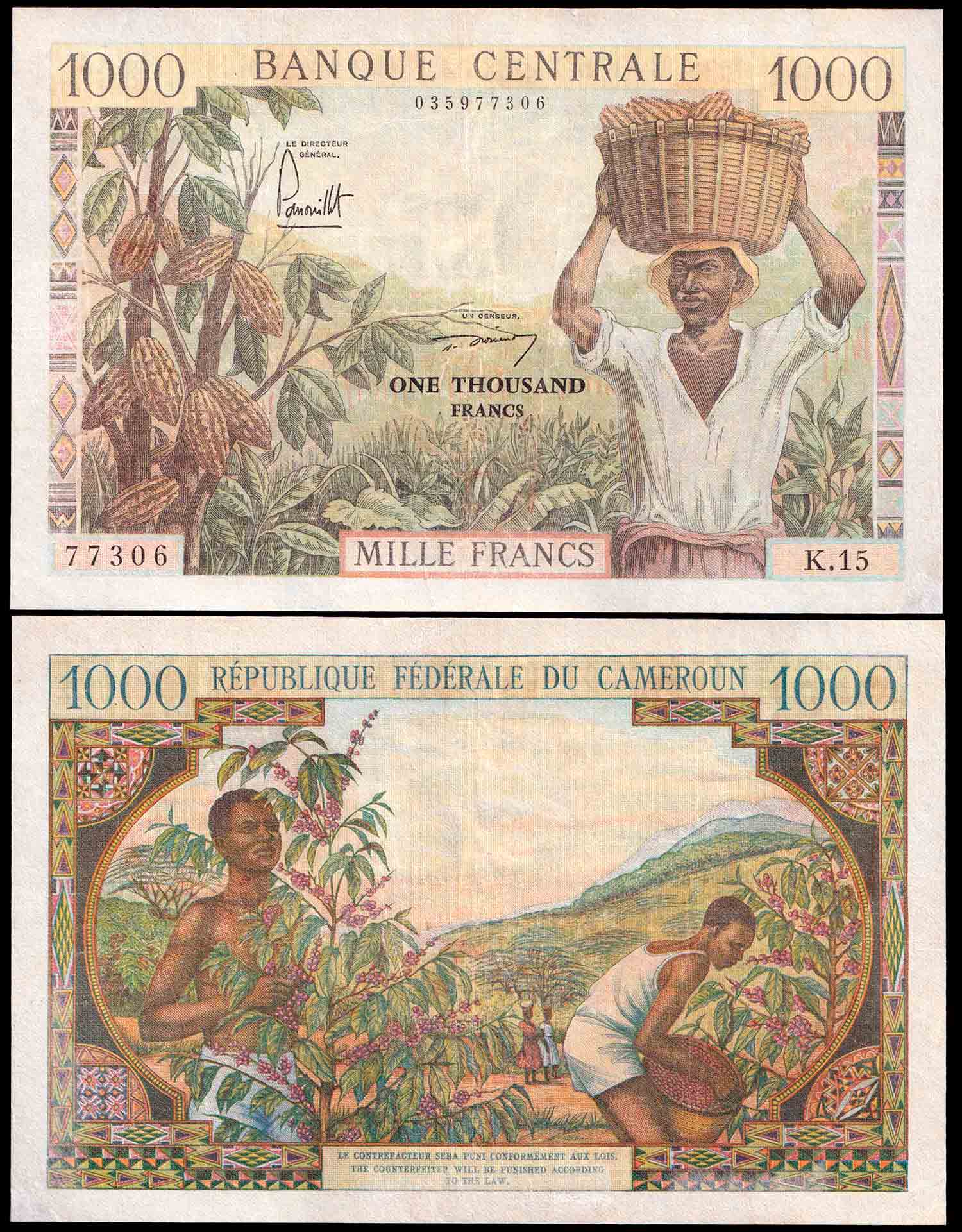 CAMEROUN 1000 franchi 1962 BB+
