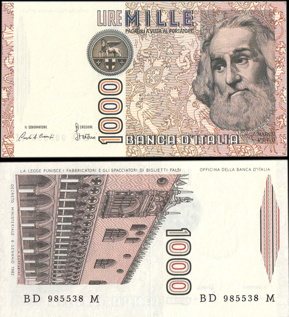 1985 - Lire 1000 Marco Polo Lettera D Fior Di Stampa