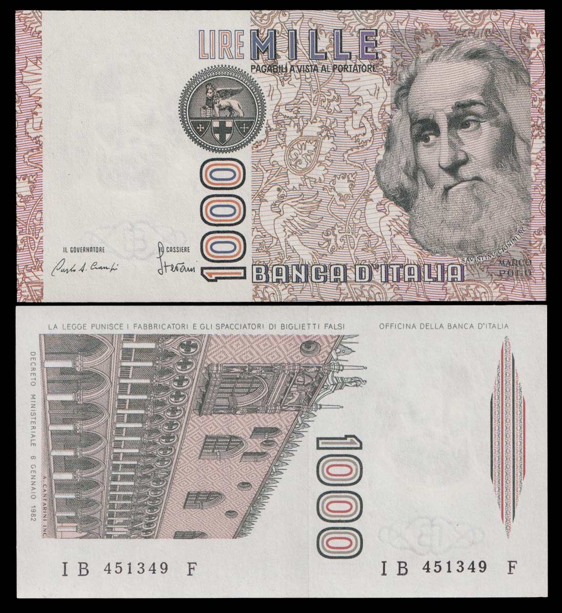 1988 - Lire 1.000 Marco Polo  Lettera B Fior Di Stampa