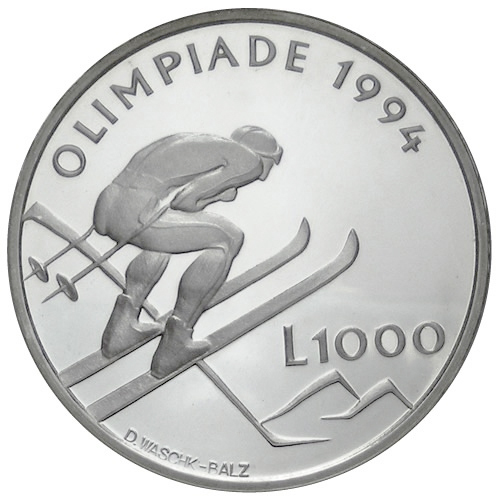 1994 - San Marino  1000 Lire  Olimpiadi Di Lillehammer Ag Proof