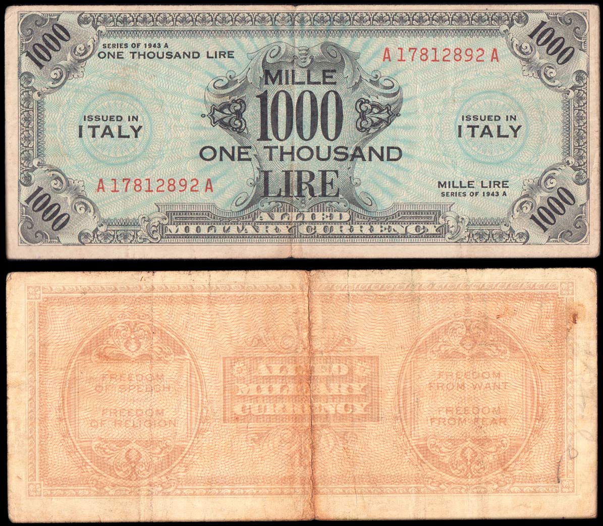 1943 - Lire 1000 Am Lire Occupazione Americana MB