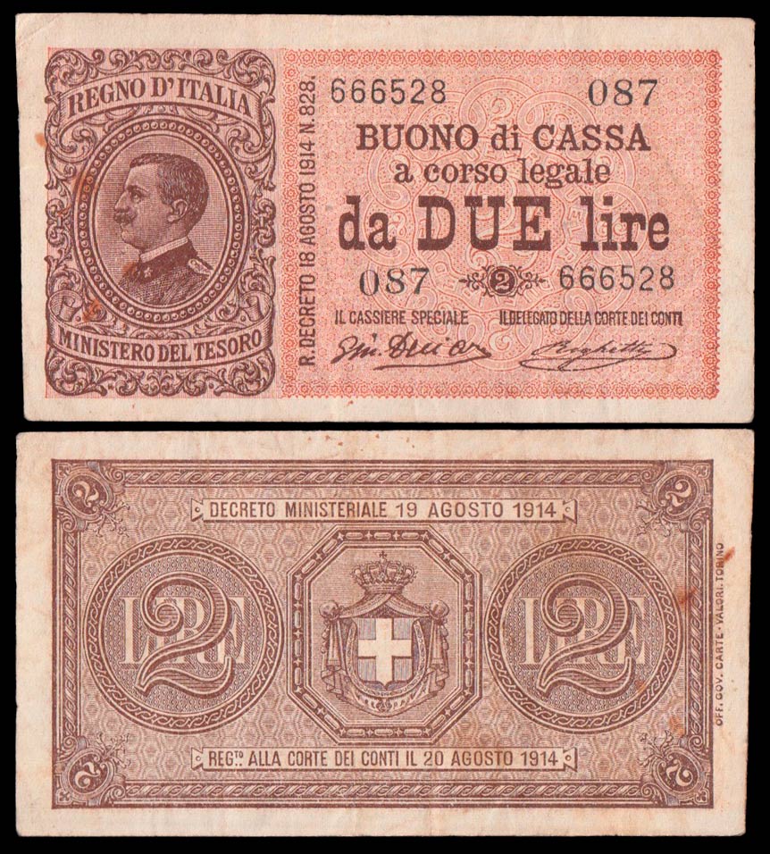 1917 - 2 Lire Vittorio Emanuele III Superba Conservazione R2