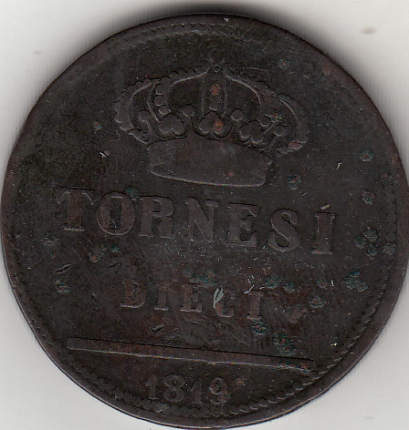 1819 Ferdinando I Regno delle Due Sicilie 10 Tornesi