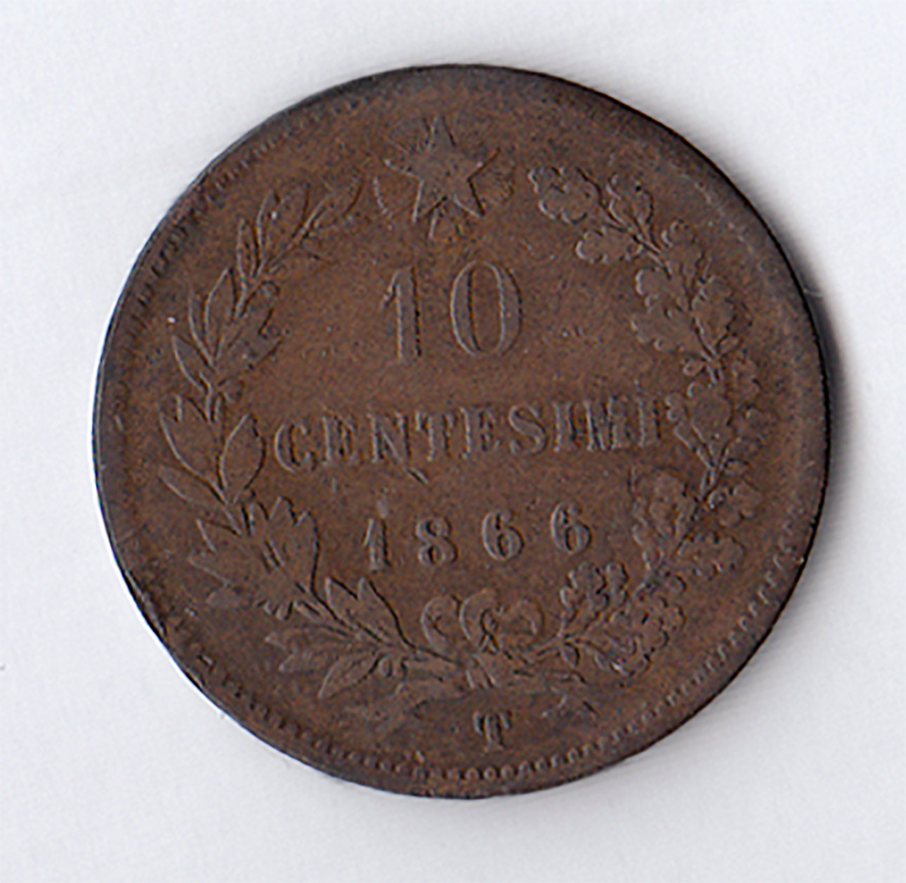 Regno D'Italia Vittorio Emanuele II Zecca Torino 10 Centesimi 1866 BB