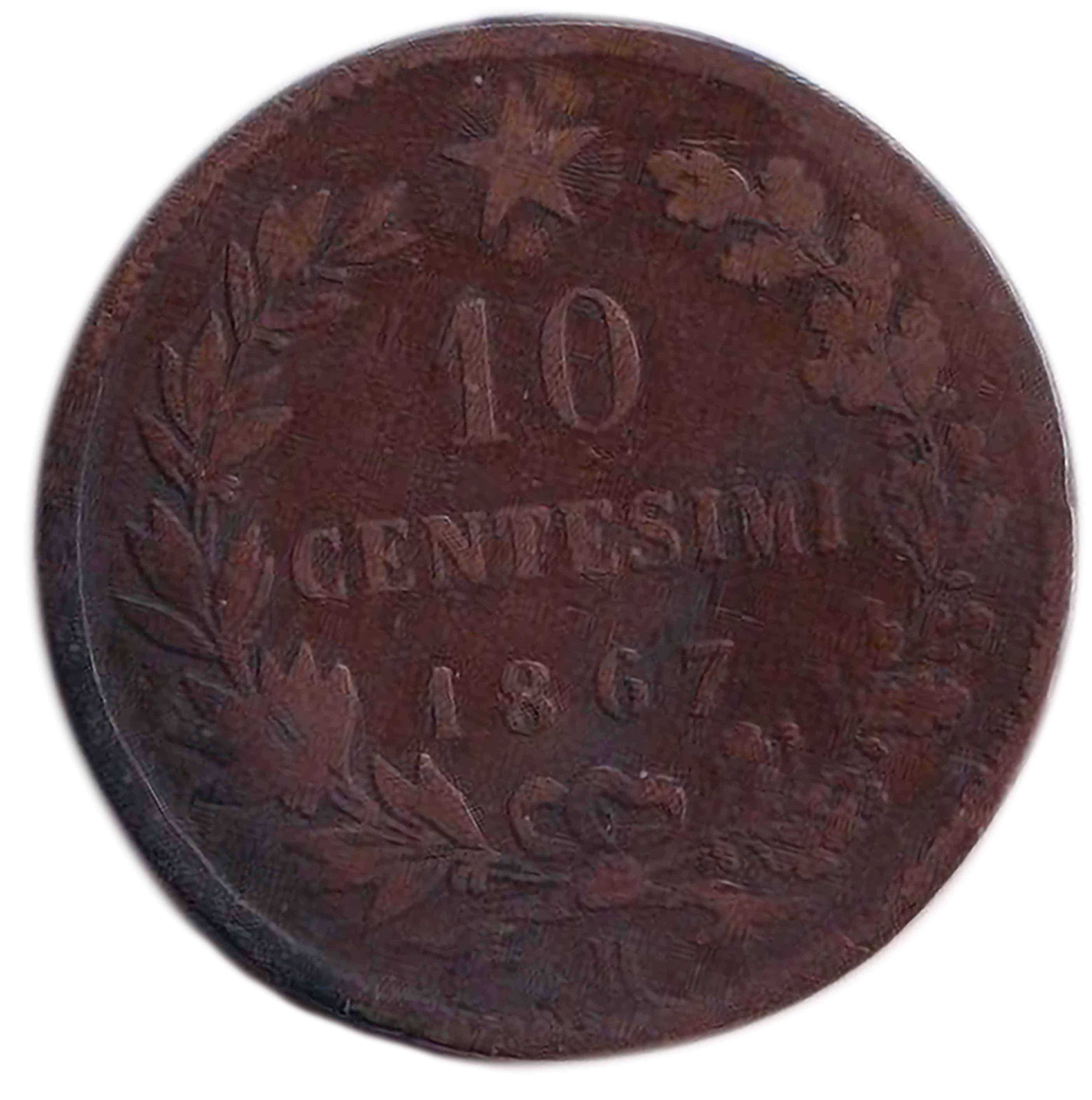 1867 - 10 Centesimi Zecca Birmingham Vittorio Emanuele II BB