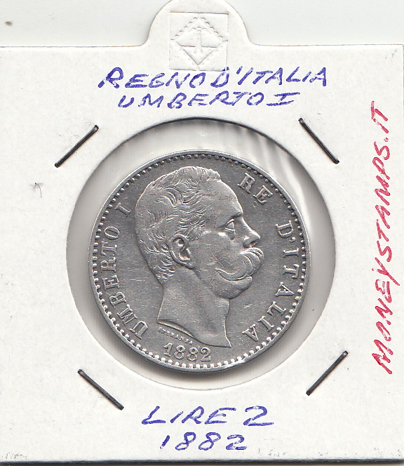 1882 Lire 2 Moneta Buona Conservazione Sigillato Umberto I